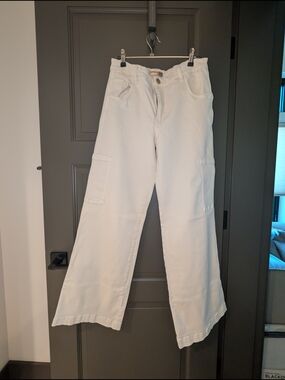 Kut from the Kloth White Wide-Leg Cargo Jeans